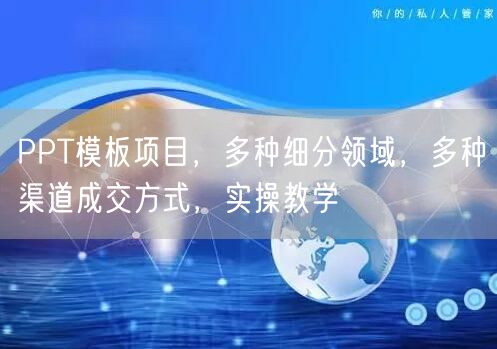 PPT模板项目,多种细分领域,多种渠道成交方式,实操教学