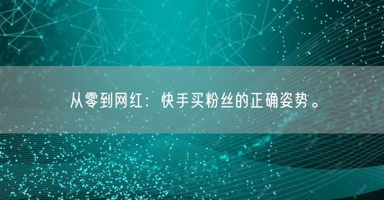 从零到网红:快手买粉丝的正确姿势。
