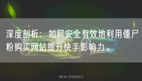 深度剖析:如何安全有效地利用僵尸粉购买网站提升快手影响力。