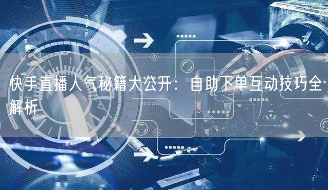 快手直播人气秘籍大公开:自助下单互动技巧全解析